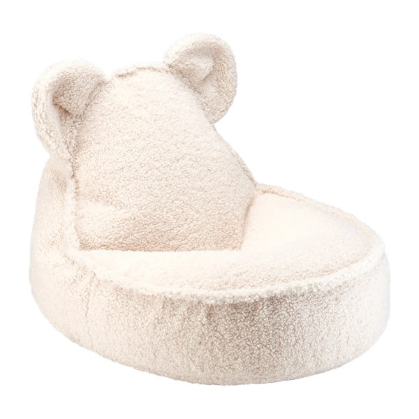 Pouf a sacco per bambini color crema con rivestimento in bouclé Bear – Wigiwama