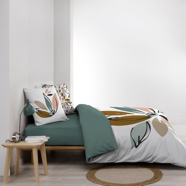 Set copripiumino e federa bianco in cotone per letto matrimoniale ed esteso 240x220 cm Octavia – douceur d'intérieur-image-1