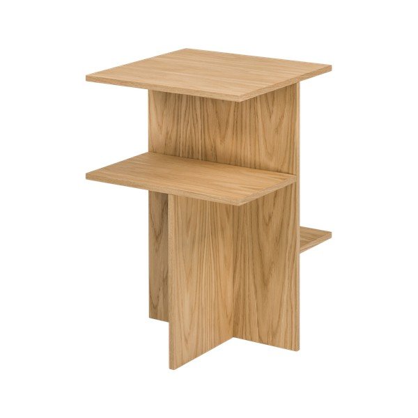 Comodino di colore naturale con effetto rovere con ripiani Atik – noo.ma-image-2