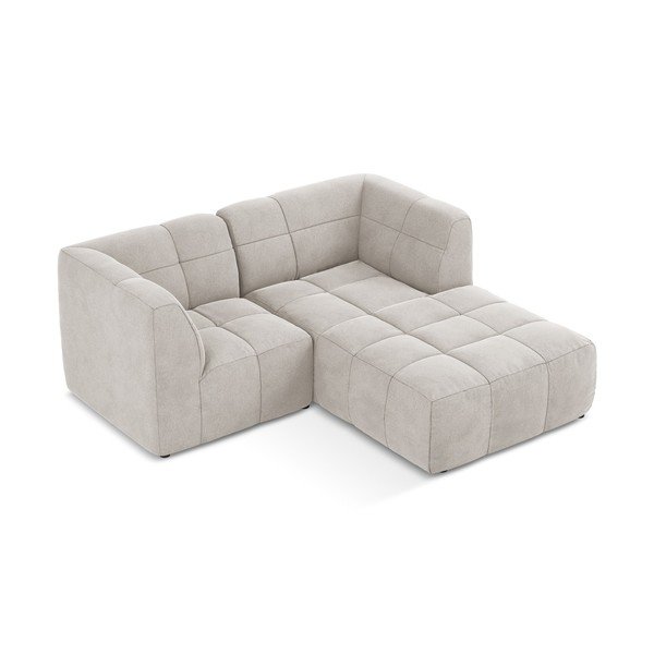 Divano angolare beige (con penisola a destra/con chaise lounge) con rivestimento in velluto Aloha – Makamii-image-3