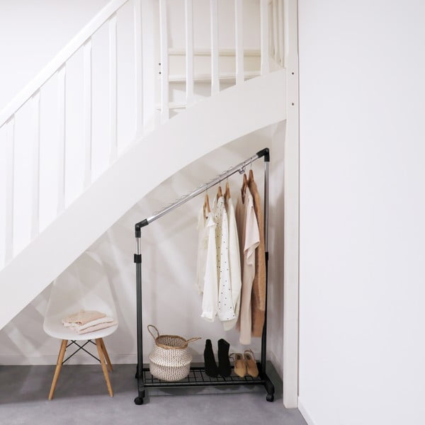 Appendiabiti mobile telescopico in metallo nero Under Stairs - Compactor-image-1