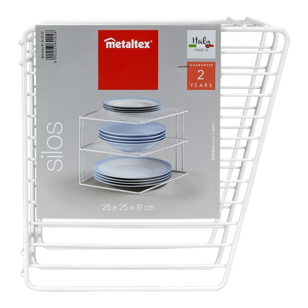Ripiano aggiuntivo bianco in acciaio 25x25 cm Silos – Metaltex-image-3