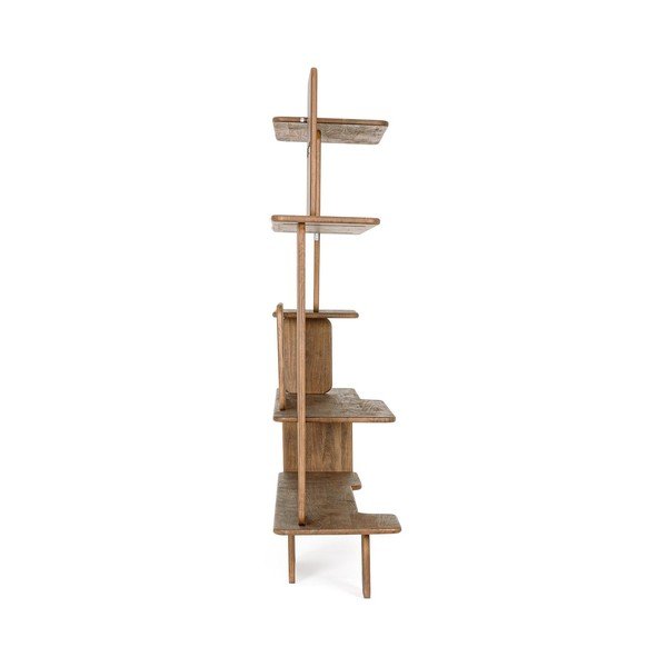 Libreria di colore naturale in acacia massiccia 180x220x50 cm Nayana – Bizzotto-image-3