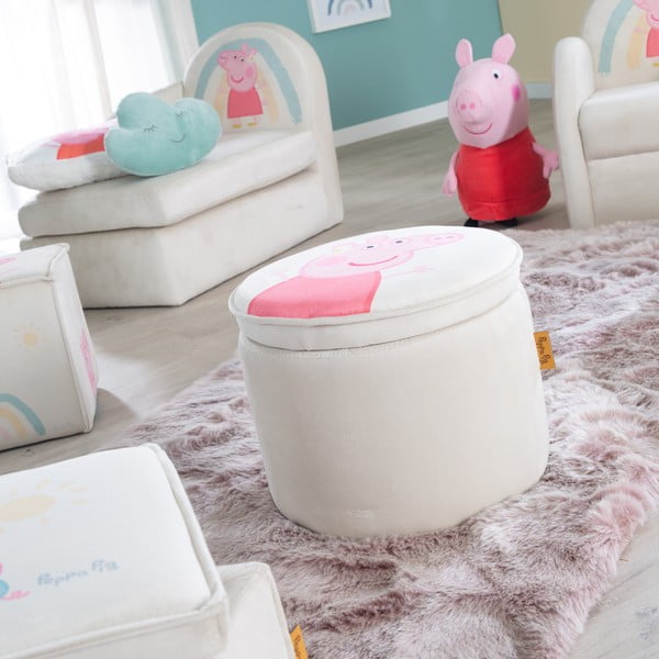 Pouf per bambini in velluto bianco Peppa Pig - Roba-image-4