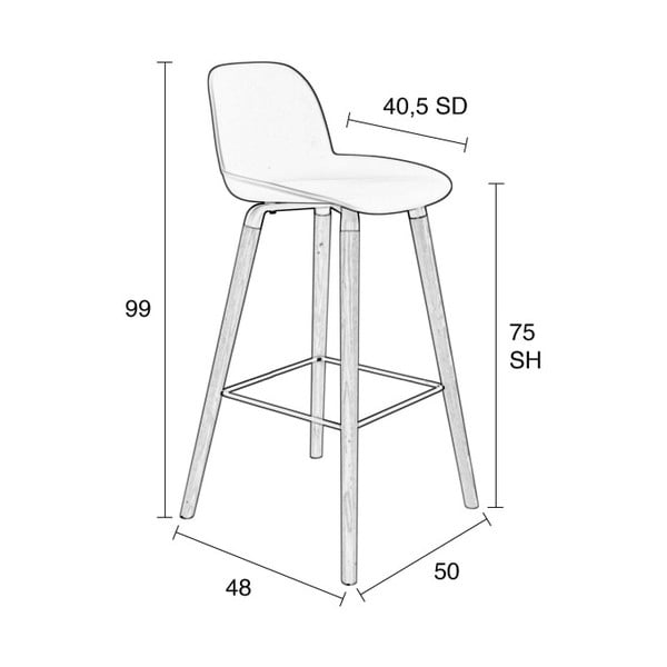 Set di 2 sgabelli da bar bianchi, altezza seduta 75 cm Albert Kuip - Zuiver-image-4