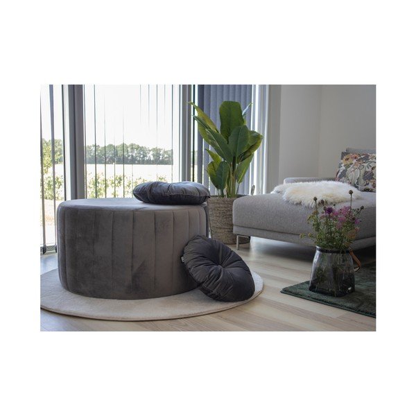 Cuscino grigio con rivestimento in velluto, ø 45 cm Luso - House Nordic-image-1