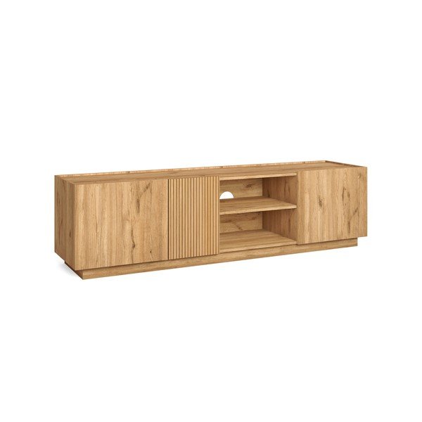Tavolo TV in rovere colore naturale 180x48 cm Rayana - Marckeric-image-4