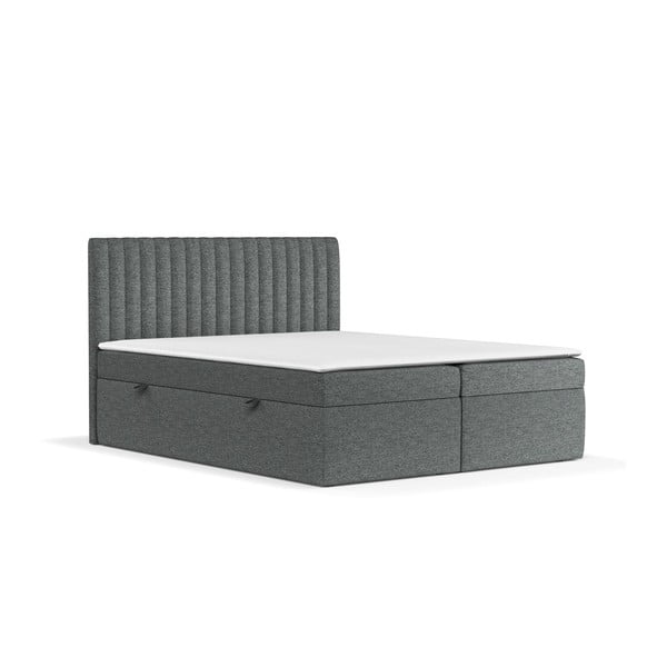 Letto boxspring grigio scuro con contenitore 140x200 cm Spencer - Maison de Rêve