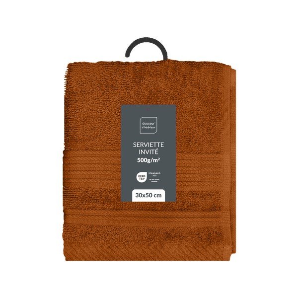 Asciugamano tipo terry color terracotta in cotone 30x50 cm Tendresse – douceur d'intérieur-image-4