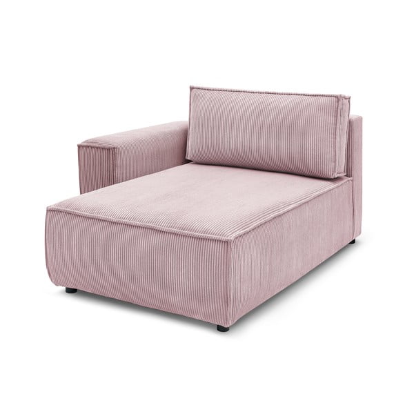 Modulo divano in velluto a coste rosa chiaro, angolo sinistro Nihad modular - Bobochic Paris