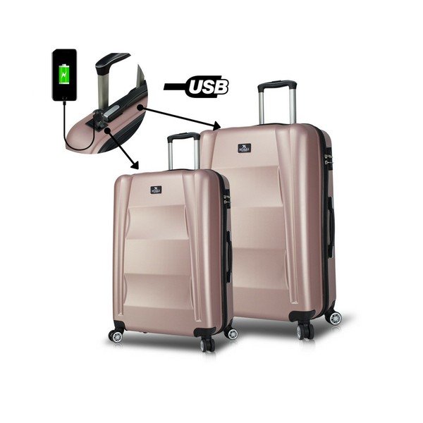Set di 2 valigie da viaggio rosa su ruote con porte USB My Valice LASSO Large & Medium - Myvalice-image-1
