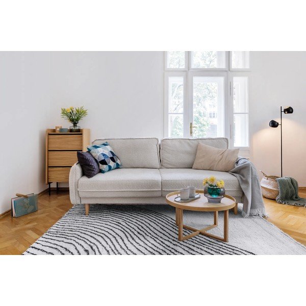 Divano letto in tessuto bouclé beige 215 cm Patti - Bonami Selection-image-1