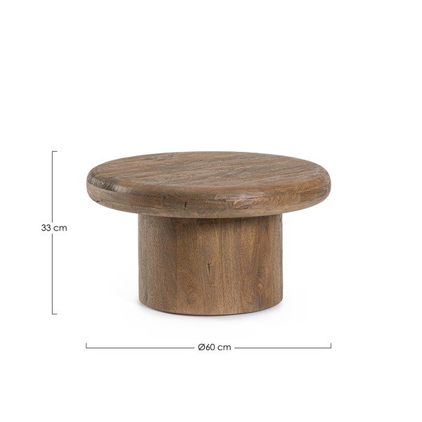 Tavolino da salotto rotondo colore naturale scuro in mango massiccio ø 60 cm Lopez – Bizzotto-image-3