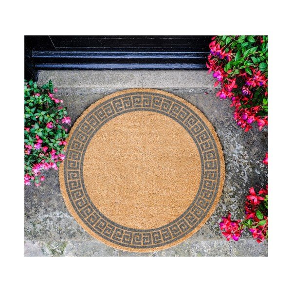 Stuoia rotonda grigia in cocco naturale Bordo greco, ⌀ 70 cm - Artsy Doormats-image-2
