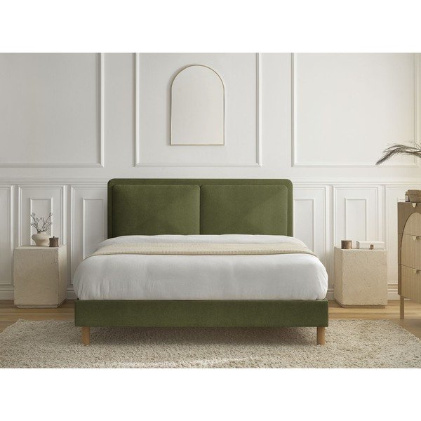 Letto matrimoniale imbottito verde imbottito con rete inclusa 160x200 cm Mara – Bobochic Paris-image-3