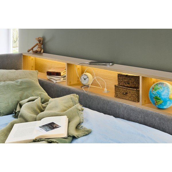 Letto da bambini con sponde grigio con contenitore rete non inclusa 90x200 cm Uno – Meise Möbel-image-1