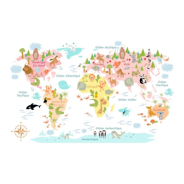 Adesivo murale Mappa del mondo del bambino - Ambiance