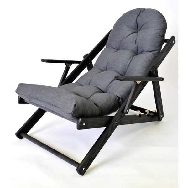 Sdraio da giardino pieghevole in legno grigio scuro Borneo - Rojaplast-image-1
