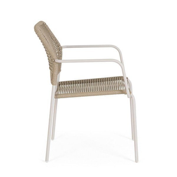 Sedia da esterno beige/di colore naturale in metallo Jable – Bizzotto-image-3