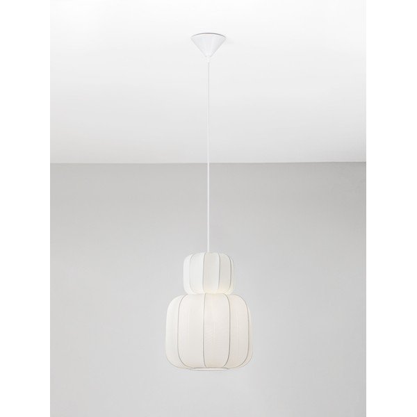 Lampadario bianco opaco in tessuto ø 28 cm Delina – Nova Luce-image-4