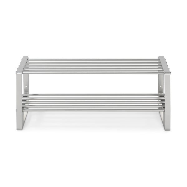 Scarpiera argentata in metallo 70x29x27 cm Rex – Spinder Design-image-1