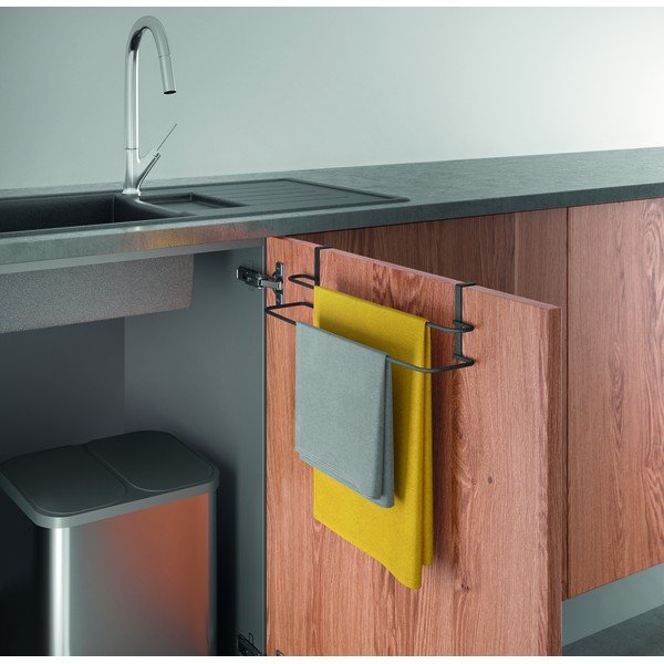 Supporto in acciaio da appendere per asciugamani da cucina Galileo - Metaltex-image-1