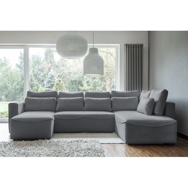 Divano letto angolare grigio (a U) Homely Tommy - Miuform-image-1