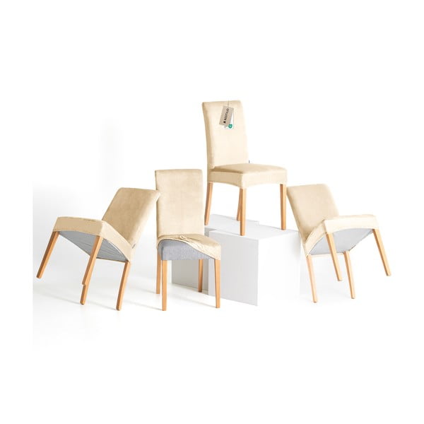 Set di coprisedia beige con rivestimento elastico per sedie 4 pz 48 cm Sento – Restilo