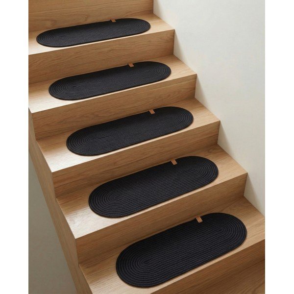 Set di tappeti per scale neri 16 pz 25x65 cm Milo – Vitaus-image-1