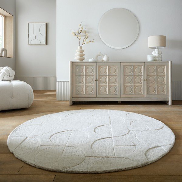 Tappeto rotondo avorio in lana tessuto a mano ø 160 cm Gigi – Flair Rugs-image-1