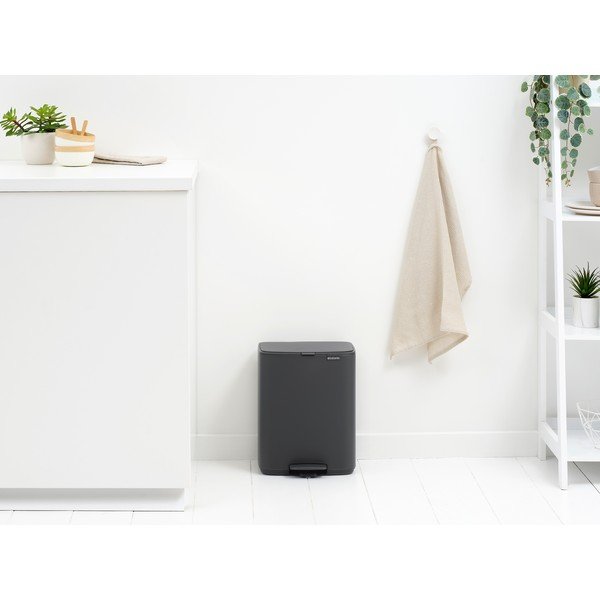 Cestino per la spazzatura grigio scuro in acciaio con pedale 12 l Bo – Brabantia-image-2