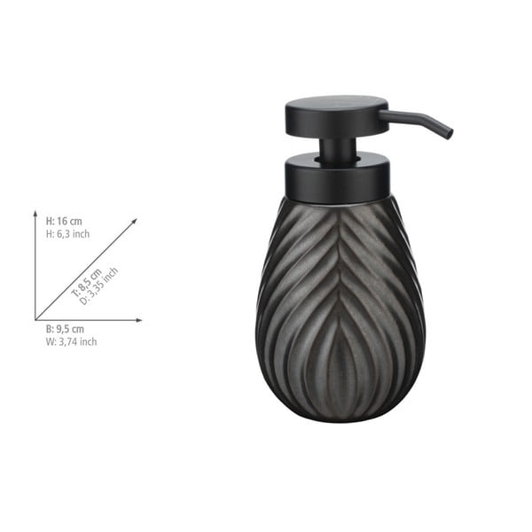 Dispenser di sapone in ceramica antracite 330 ml Idro - Wenko-image-2