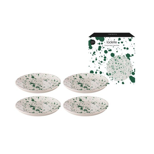 Piatti da dessert in gres bianco-verde in set di 4 pezzi ø 18 cm Carnival - Ladelle-image-3