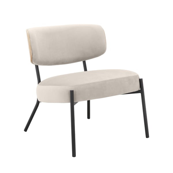 Poltrona in velluto crema con poggiapiedi Jerry - Støraa-image-4