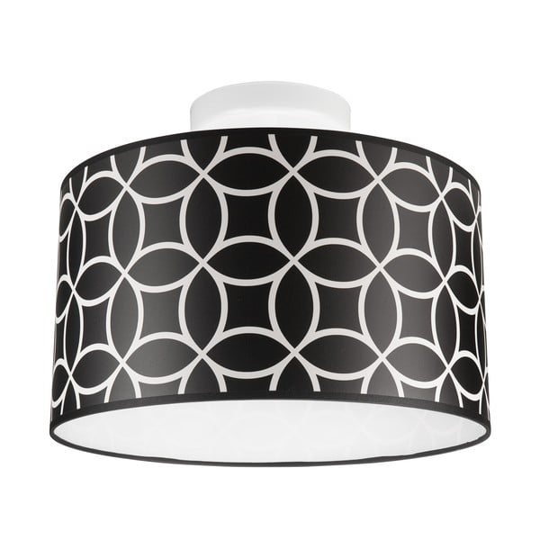 Lampada da soffitto bianca e nera con paralume in tessuto ø 35 cm Print - LAMKUR
