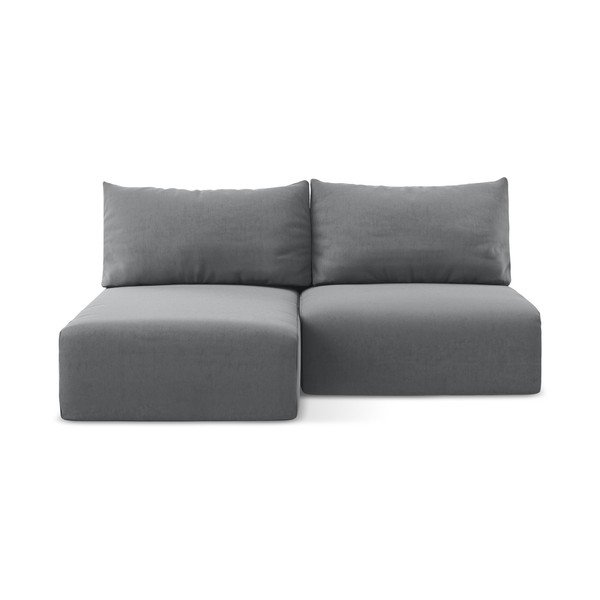 Divano angolare grigio allungabile/con contenitore (con penisola a sinistra/con chaise lounge) con rivestimento in velluto Kalena – Makamii