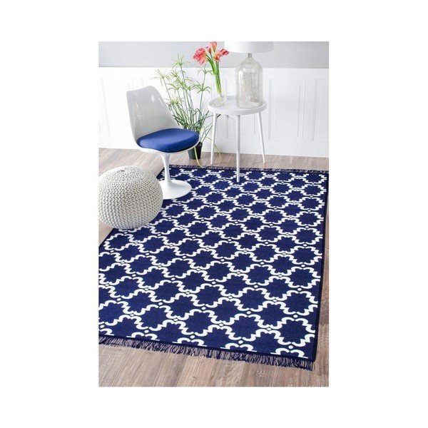 Tappeto bifacciale blu e bianco Risus, 140 x 215 cm - Cihan Bilisim Tekstil-image-4