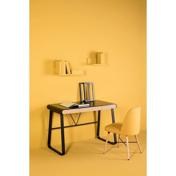 Tavolo da lavoro nero con 3 cassetti Astrid - Marckeric-image-1