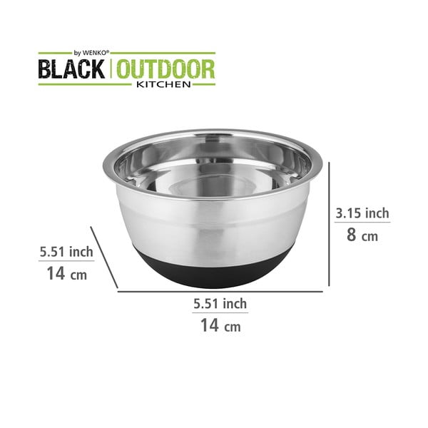 Ciotola in acciaio inox con fondo antiscivolo , 600 ml Black Outdoor Kitchen Aru - Wenko-image-4