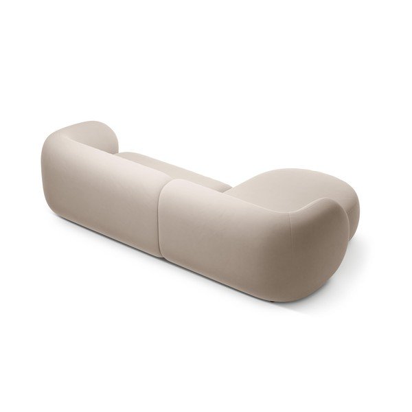 Divano angolare beige (con penisola a sinistra/con chaise lounge) con rivestimento in velluto Kate – Micadoni -image-3