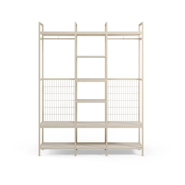 Armadio color crema in acciaio a giorno 140x179,5x40 cm Amara – Marckeric-image-3