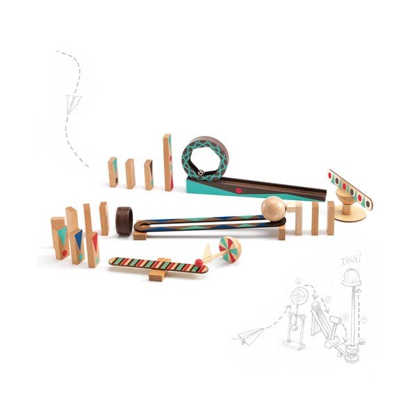 Pista per palline in legno 28 pezzi Zig & Go - Djeco-image-2