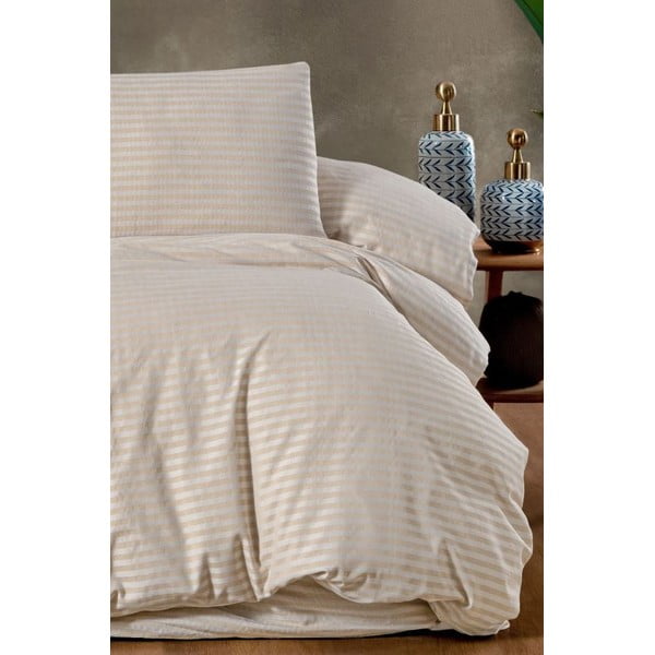 Biancheria da letto color crema per letto matrimoniale/per letto prolungato con lenzuolo incluso/4 pz 200x220 cm – Mila Home-image-1