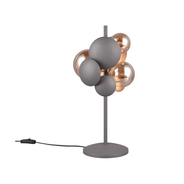 Lampada da tavolo con paralume in vetro grigio-oro (altezza 50 cm) Bubble - Trio Select