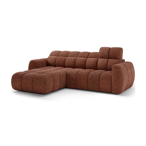 Divano angolare rosso (con penisola a sinistra/con chaise lounge) con rivestimento in bouclé Fanito – ELTAP-image-2