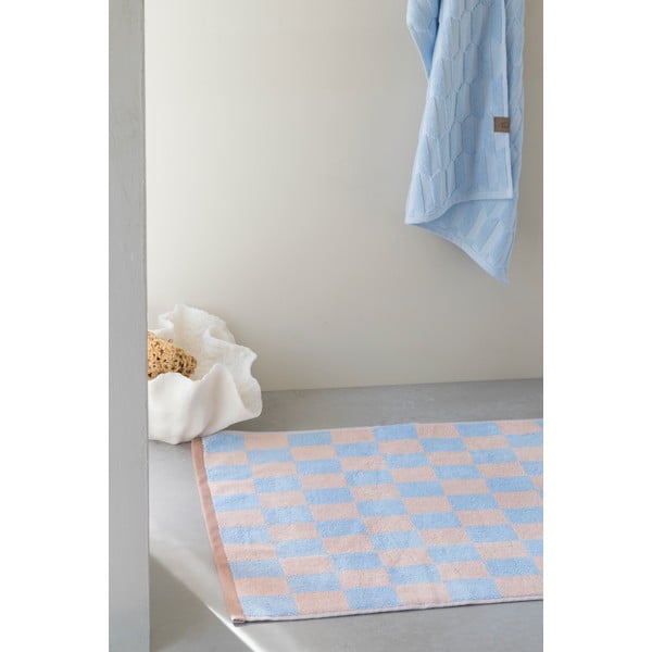 Tappetino da bagno in cotone biologica blu e rosa 50x80 cm Retro - Mette Ditmer Denmark-image-2