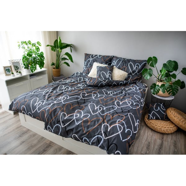 Biancheria da letto in cotone grigio, 140 x 200 cm Love - Cotton House