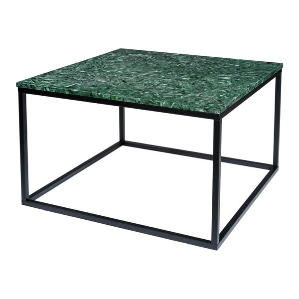 Tavolino in marmo verde scuro con base nera, larghezza 75 cm Accent - RGE