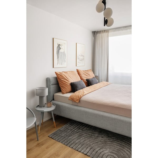 Letto matrimoniale imbottito blu polveroso con contenitore con rete inclusa 140x200 cm Lotte – Meise Möbel-image-1