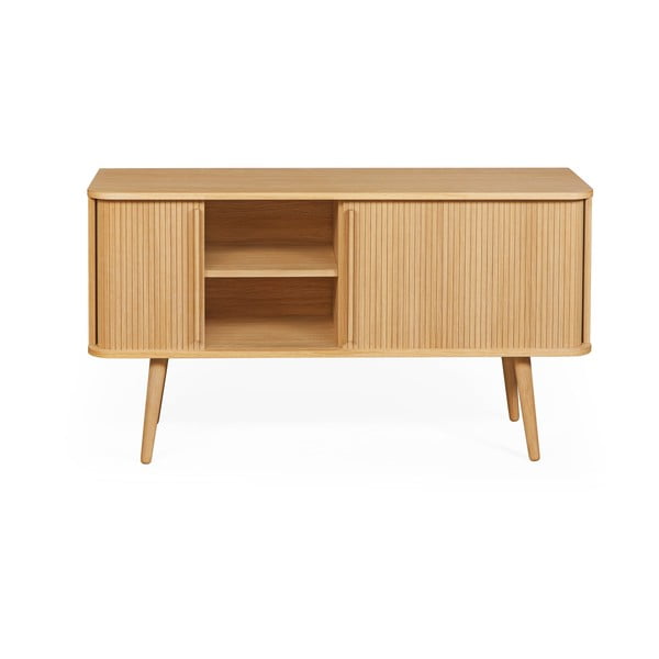 Cassettiera bassa colore naturale con trama in rovere con ante scorrevoli 138x75 cm Rove - Woodman-image-4